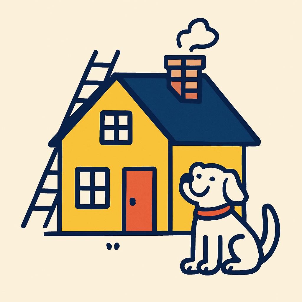 Drawing of a house with a chimney